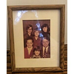 Vintage MCM Light Wooden Frame With White Mat And Photo Approximately 9x11 -70's